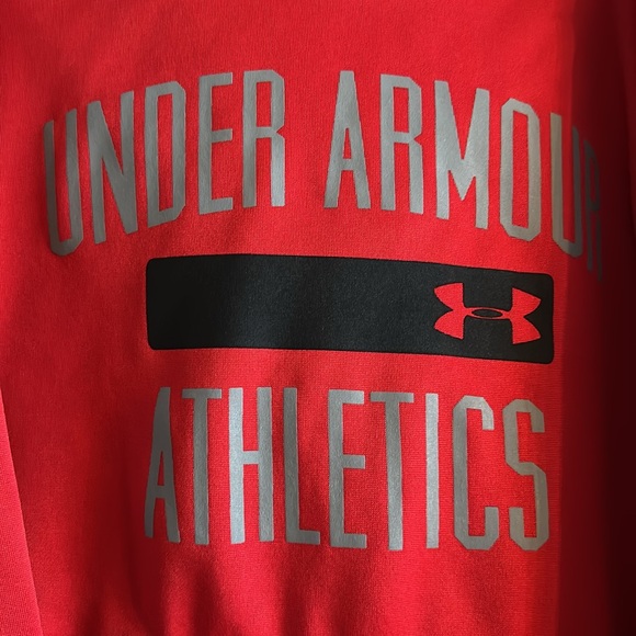 UA hoodie Boys Youth Medium Y/MD. Red with black letters - Picture 2 of 4